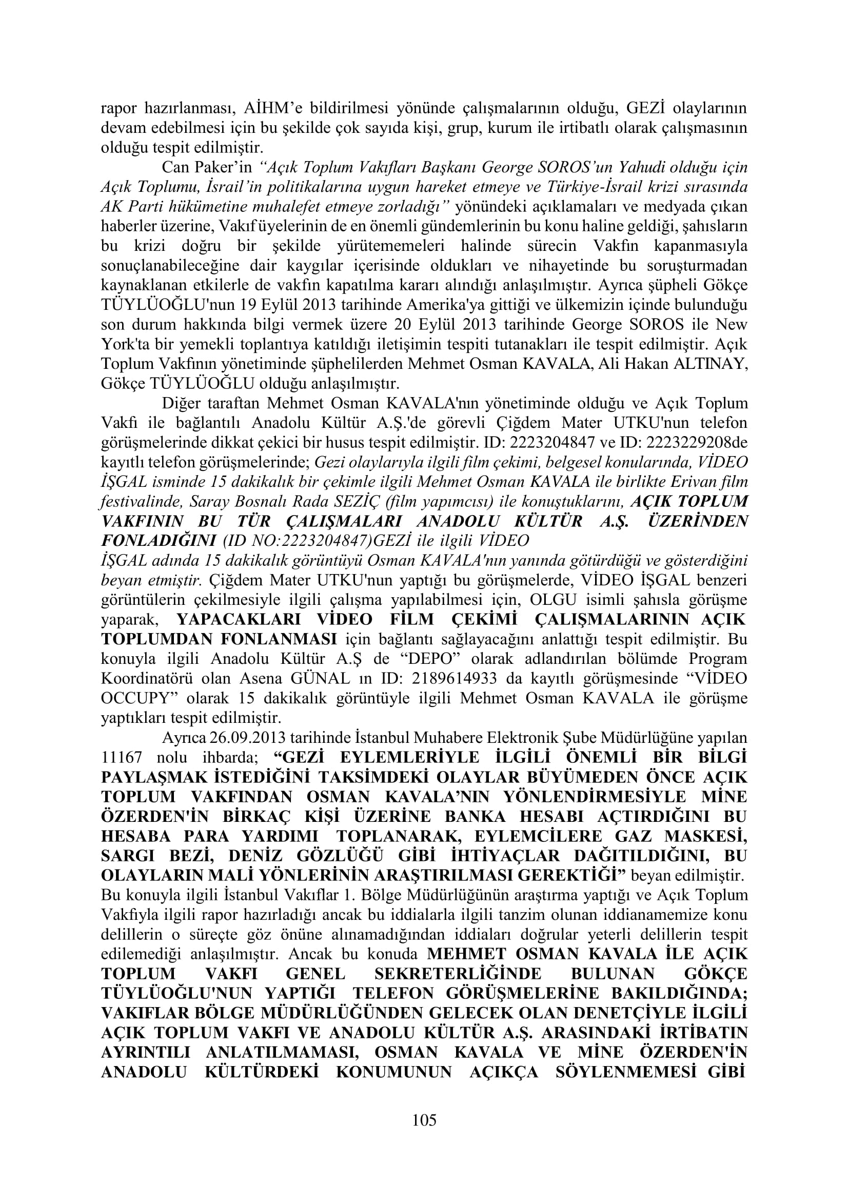 İşte 16 ay sonra hazırlanan Gezi Parkı-Kavala iddianamesinin tam metni