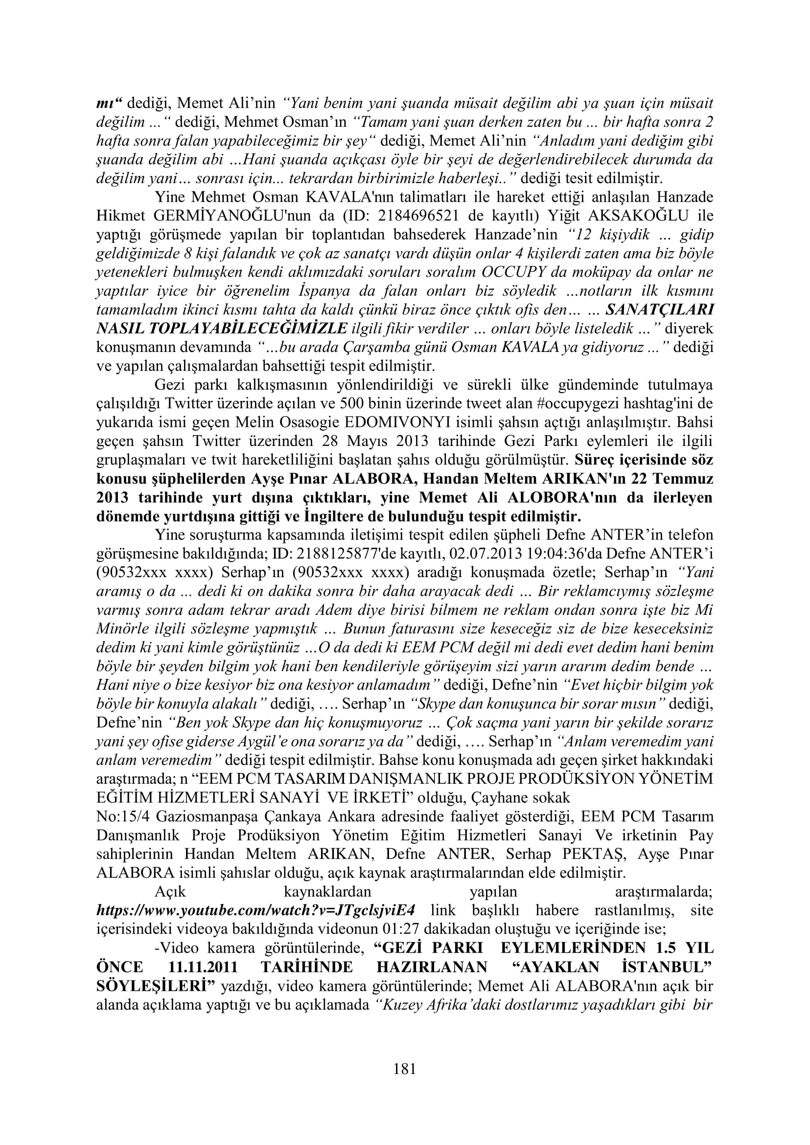 İşte 16 ay sonra hazırlanan Gezi Parkı-Kavala iddianamesinin tam metni