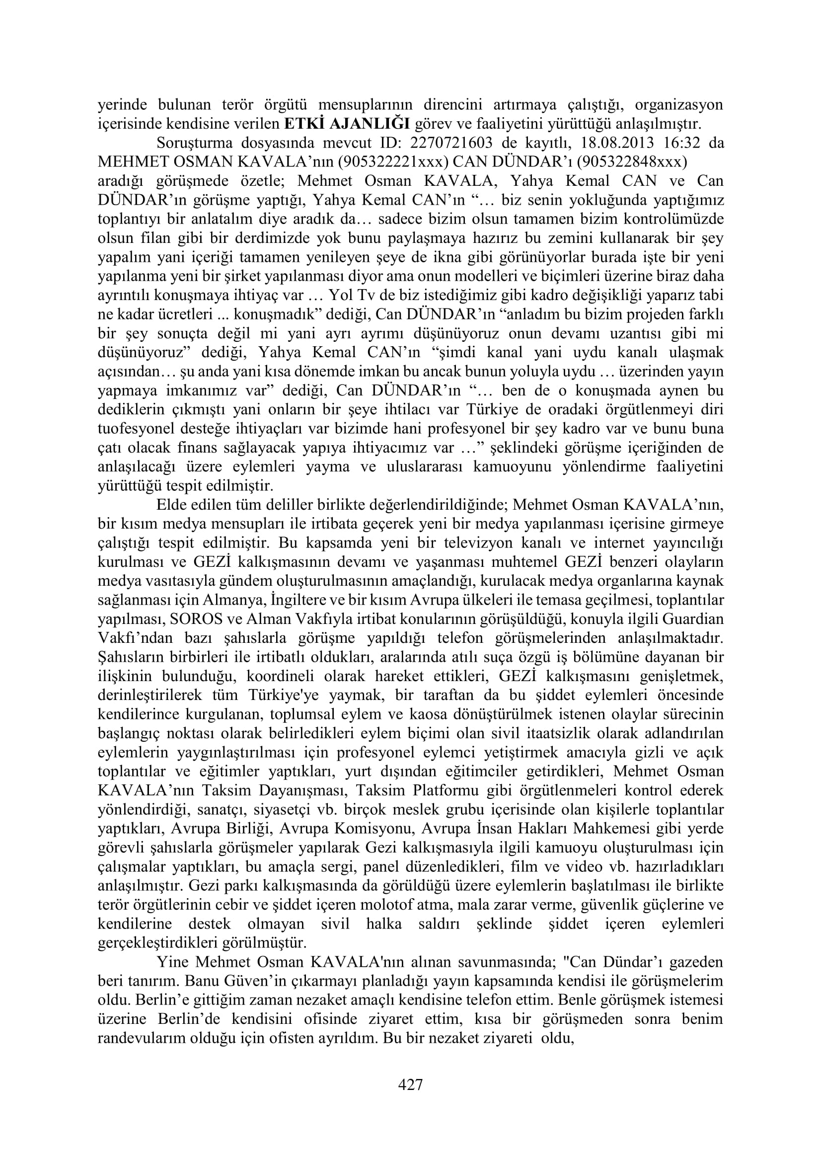 İşte 16 ay sonra hazırlanan Gezi Parkı-Kavala iddianamesinin tam metni