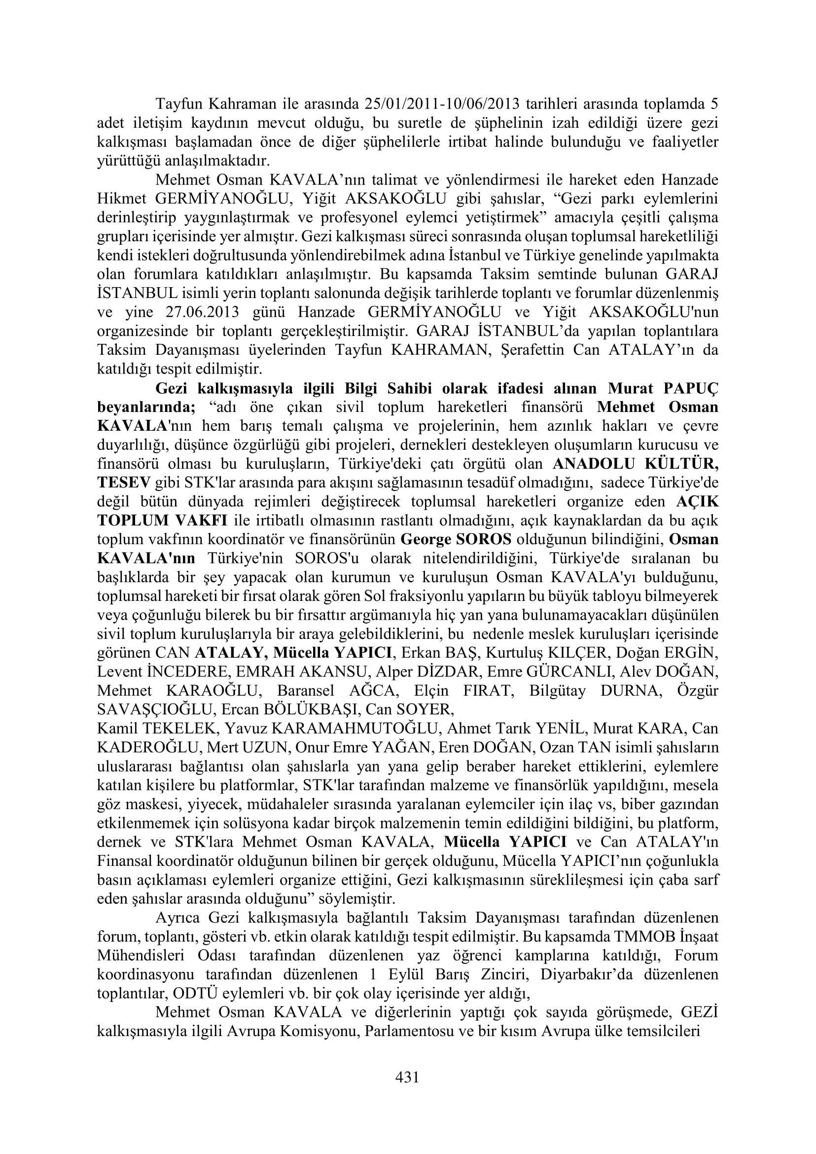 İşte 16 ay sonra hazırlanan Gezi Parkı-Kavala iddianamesinin tam metni