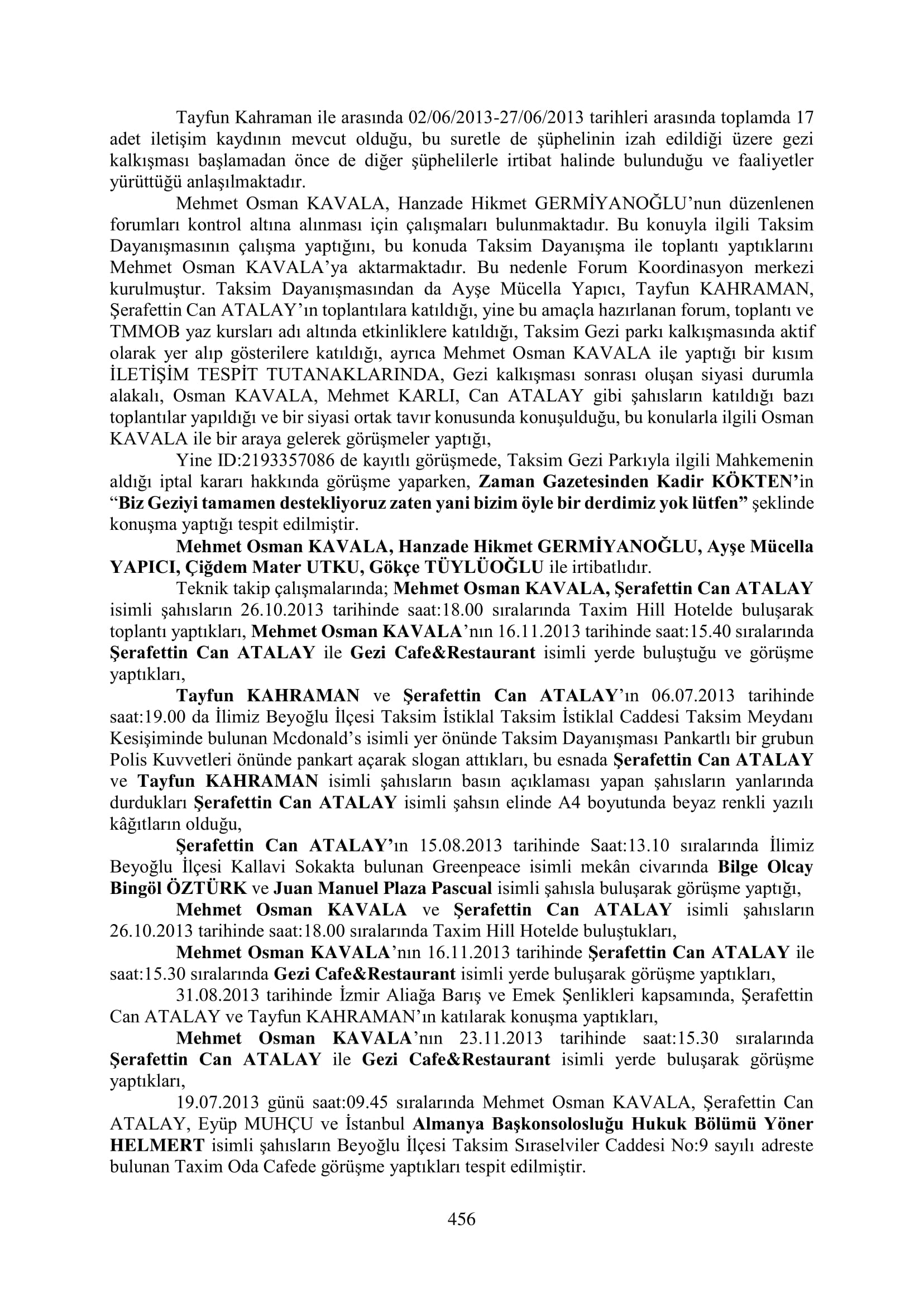 İşte 16 ay sonra hazırlanan Gezi Parkı-Kavala iddianamesinin tam metni