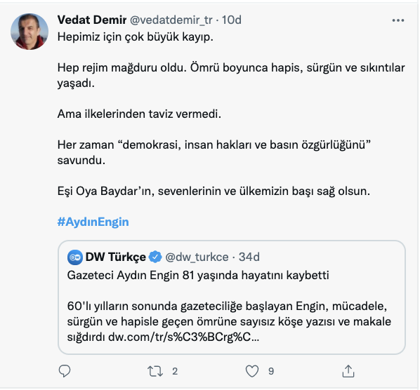 Aydın Engin’in ardından: Mücadeleciliği ve hep dik duruşuyla hatırlayacağız...