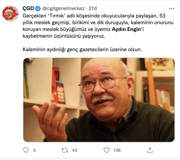 Aydın Engin’in ardından: Mücadeleciliği ve hep dik duruşuyla hatırlayacağız...