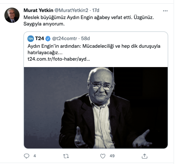 Aydın Engin’in ardından: Mücadeleciliği ve hep dik duruşuyla hatırlayacağız...
