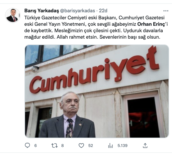 Orhan Erinç’in ardından: “Duruşunu, iyiliğini ve nezaketini unutmayacağız”