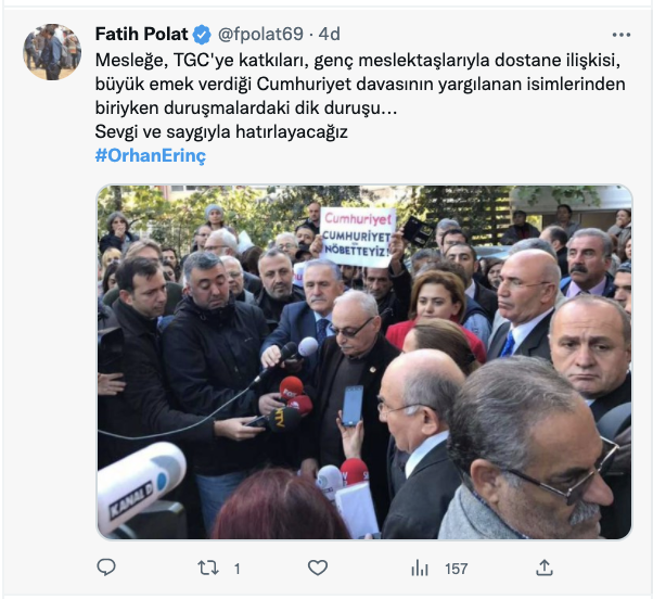 Orhan Erinç’in ardından: “Duruşunu, iyiliğini ve nezaketini unutmayacağız”