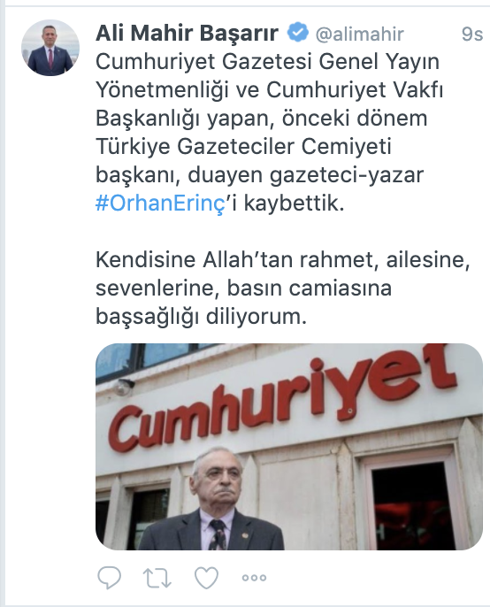 Orhan Erinç’in ardından: “Duruşunu, iyiliğini ve nezaketini unutmayacağız”