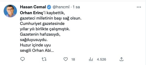 Orhan Erinç’in ardından: “Duruşunu, iyiliğini ve nezaketini unutmayacağız”