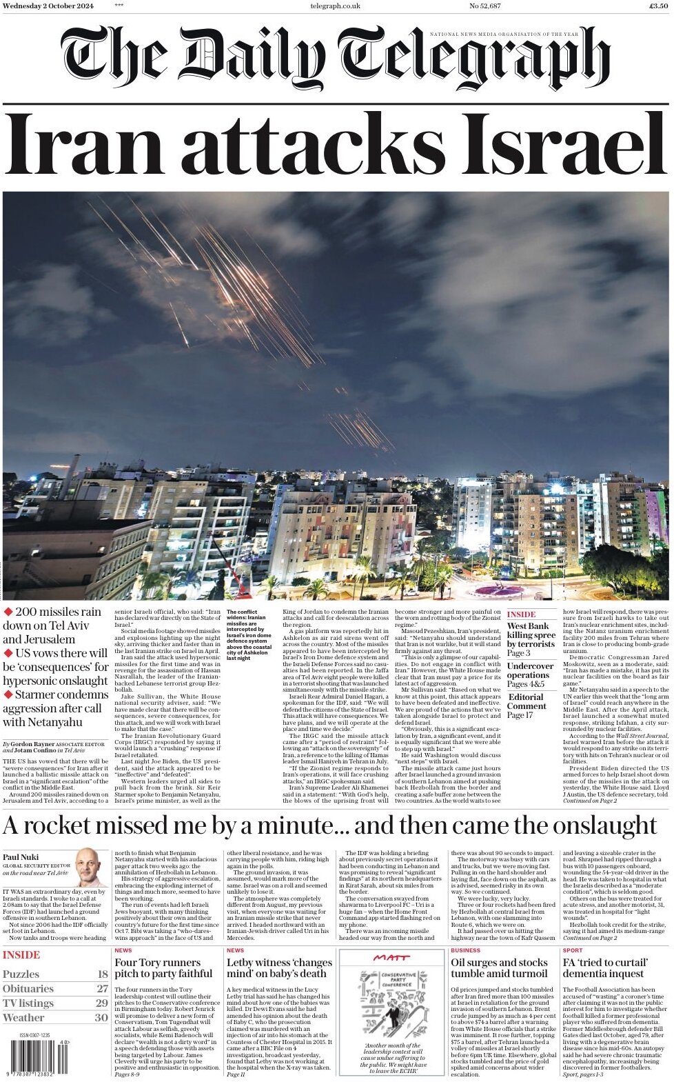 The Daily Telegraph (Britanya) | İran, İsrail'e saldırdı