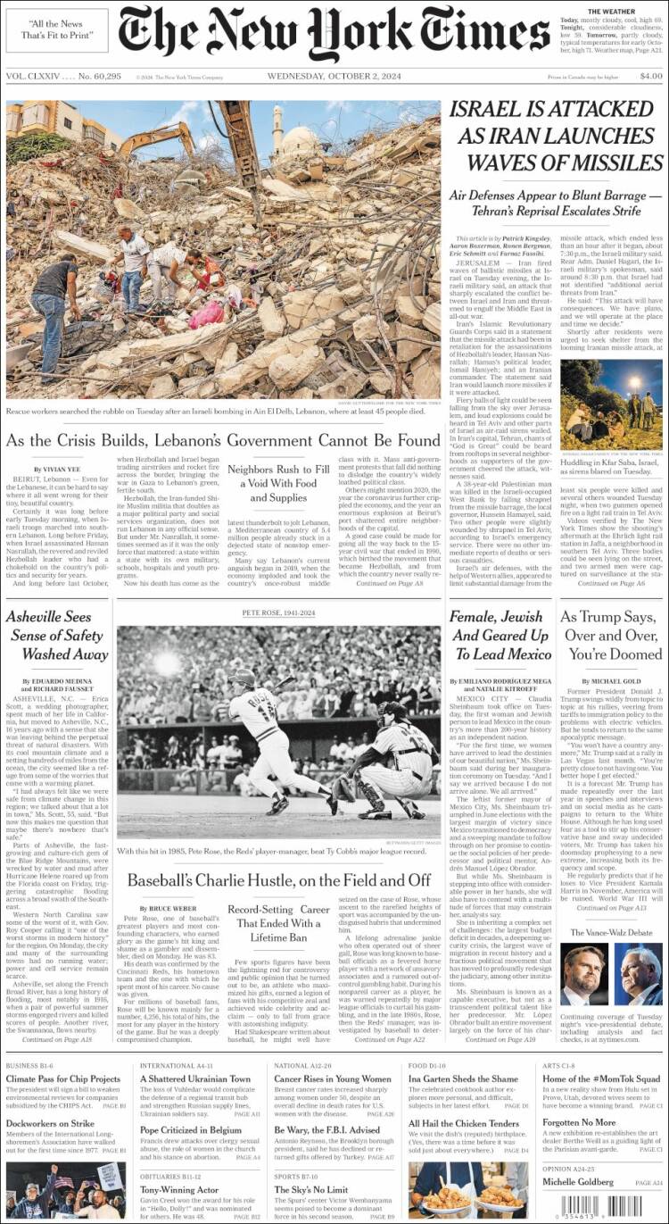 The New York Times (ABD) | İran füze dalgaları fırlatırken İsrail saldırıya uğradı