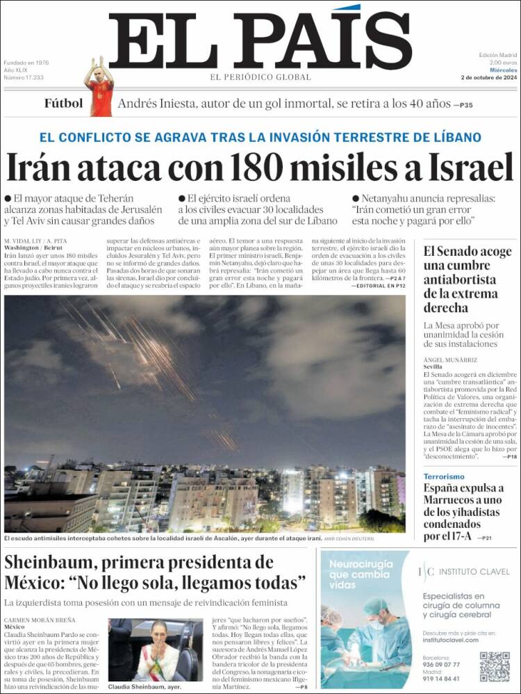 El Pais (İspanya) | İran İsrail'e 180 füze fırlattı