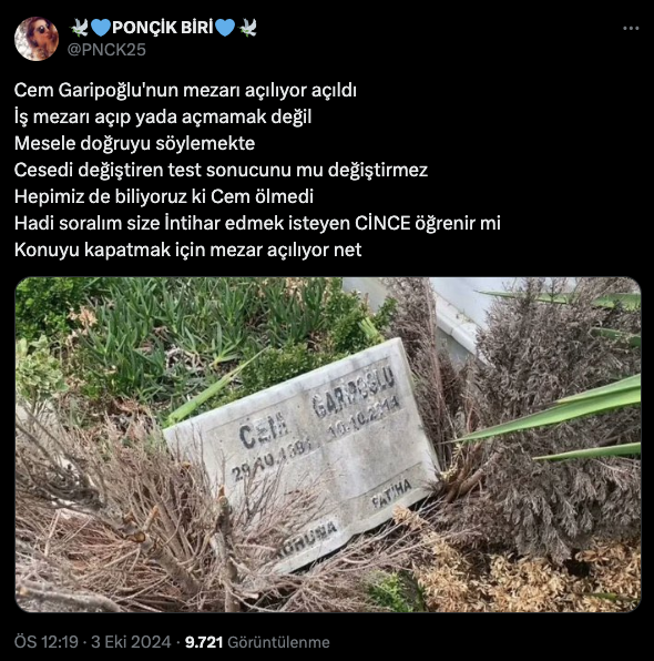 Cem Garipoğlu'nun mezarı açıldı; sosyal medyadan tepkiler geldi: DNA sonucu kamuoyunu rahatlatmayacak, sorumlusu adalete olan inancın tükenmesi