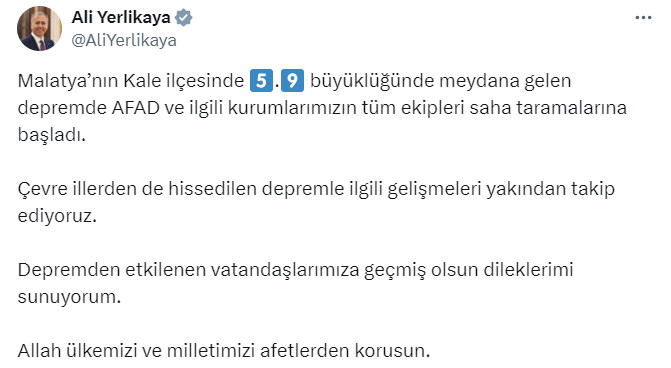  İçişleri Bakanı, Ali Yerlikaya