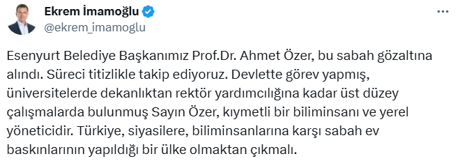 İstanbul Büyükşehir Belediye Başkanı Ekrem İmamoğlu