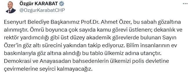 CHP Genel Başkan Yardımcı Özgür Karabat