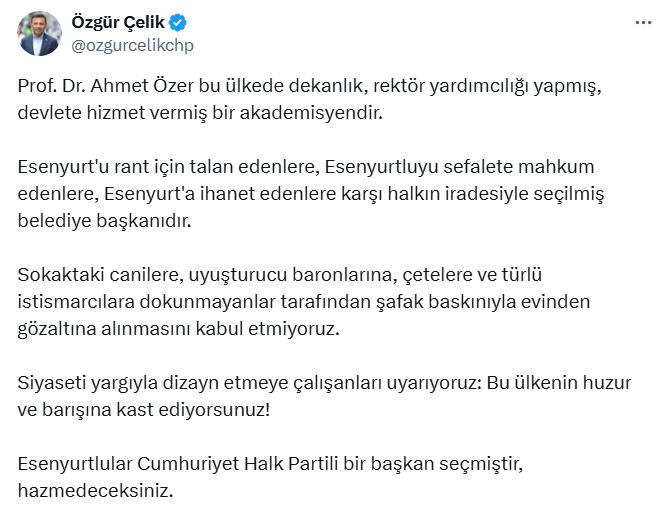 CHP İstanbul İl Başkanı Özgür Çelik