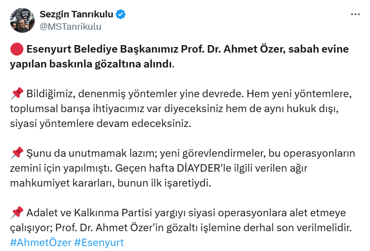 CHP Diyarbakır Milletvekili Sezgin Tanrıkulu