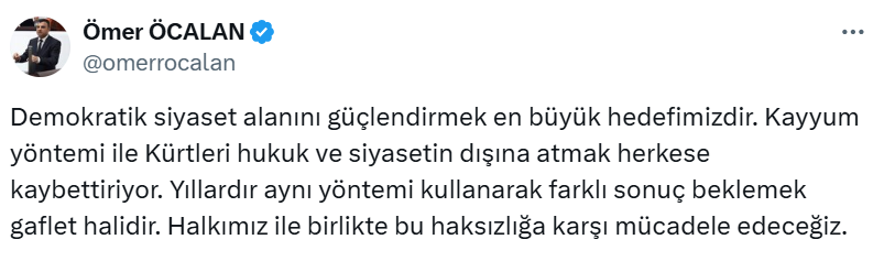 DEM Parti Şanlıurfa Milletvekili Ömer Öcalan