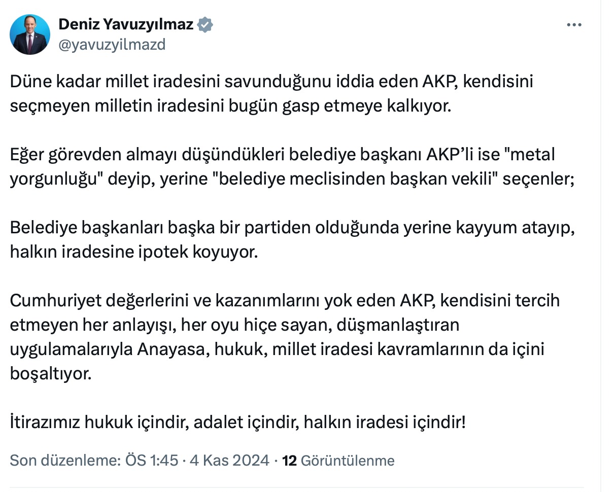 CHP Enerji ve Tabii Kaynaklar Bakanlığından Sorumlu Genel Başkan Yardımcısı Deniz Yavuzyılmaz