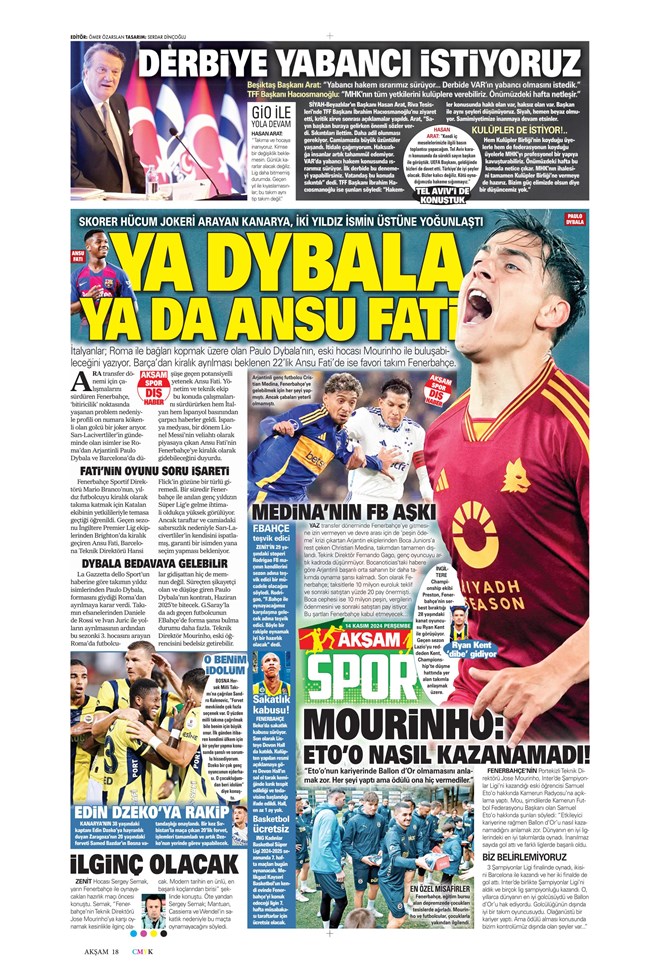 Günün spor manşetleri