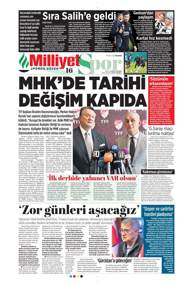 Günün spor manşetleri