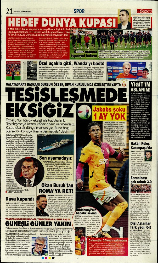 Günün spor manşetleri