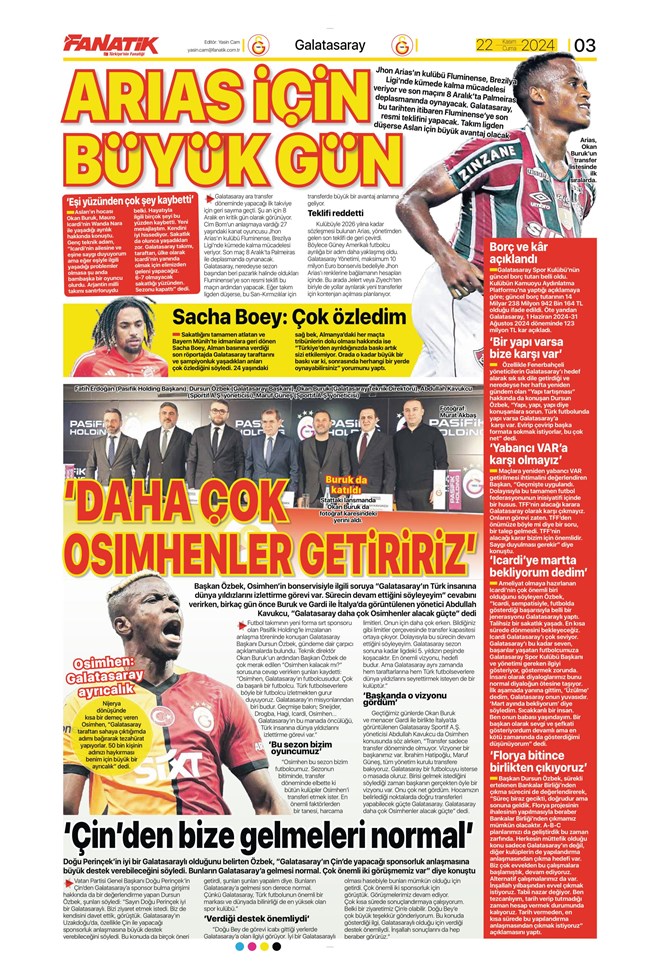 Günün spor manşetleri