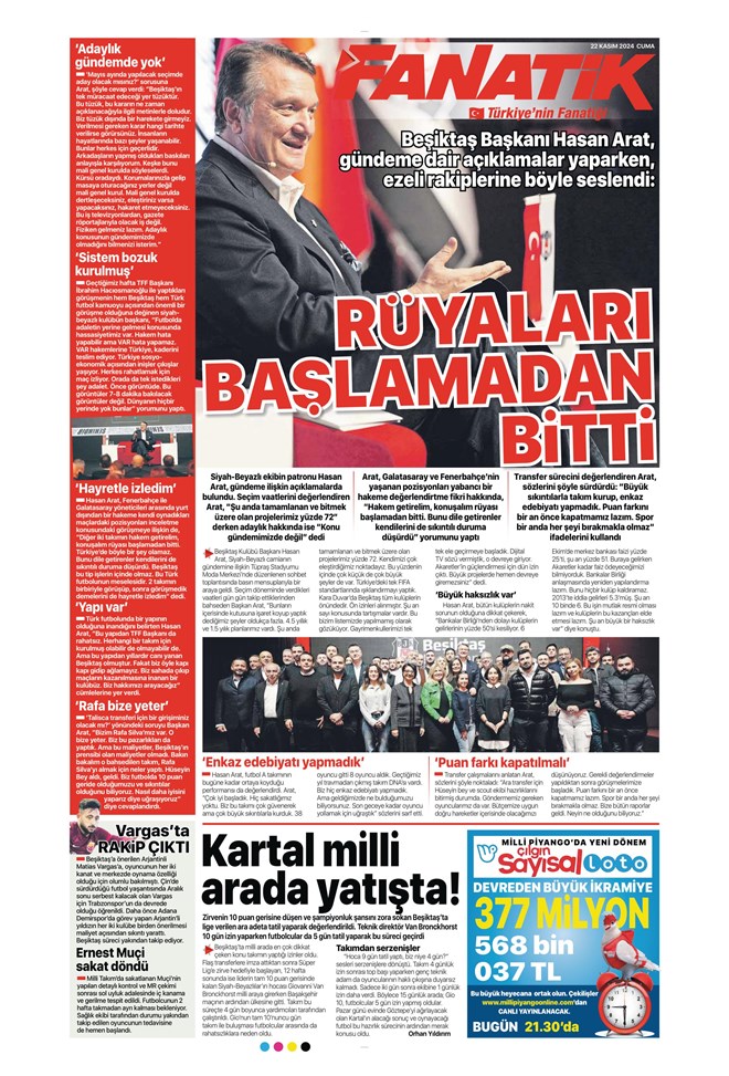 Günün spor manşetleri