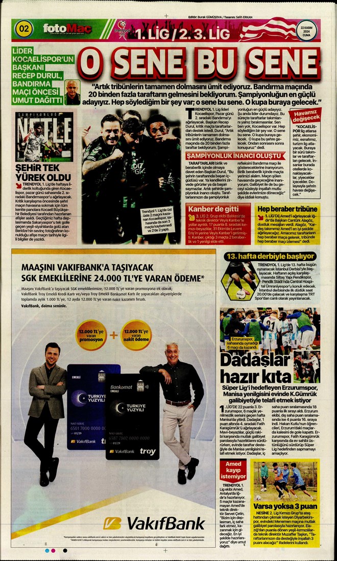 Günün spor manşetleri