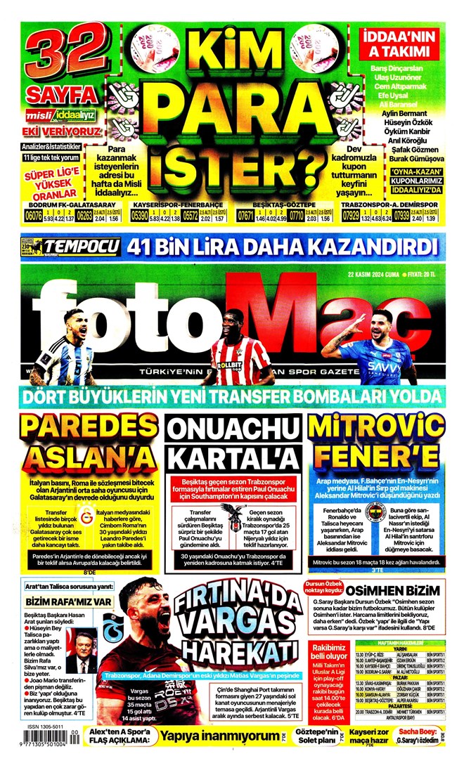 Günün spor manşetleri