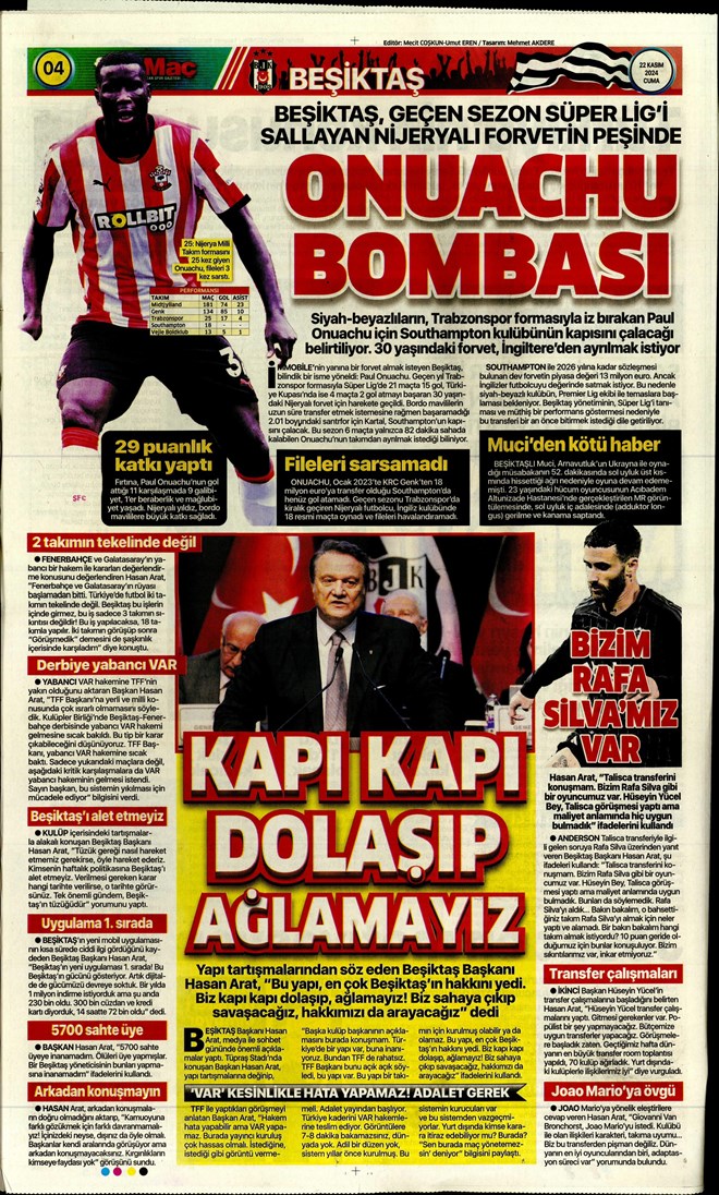 Günün spor manşetleri