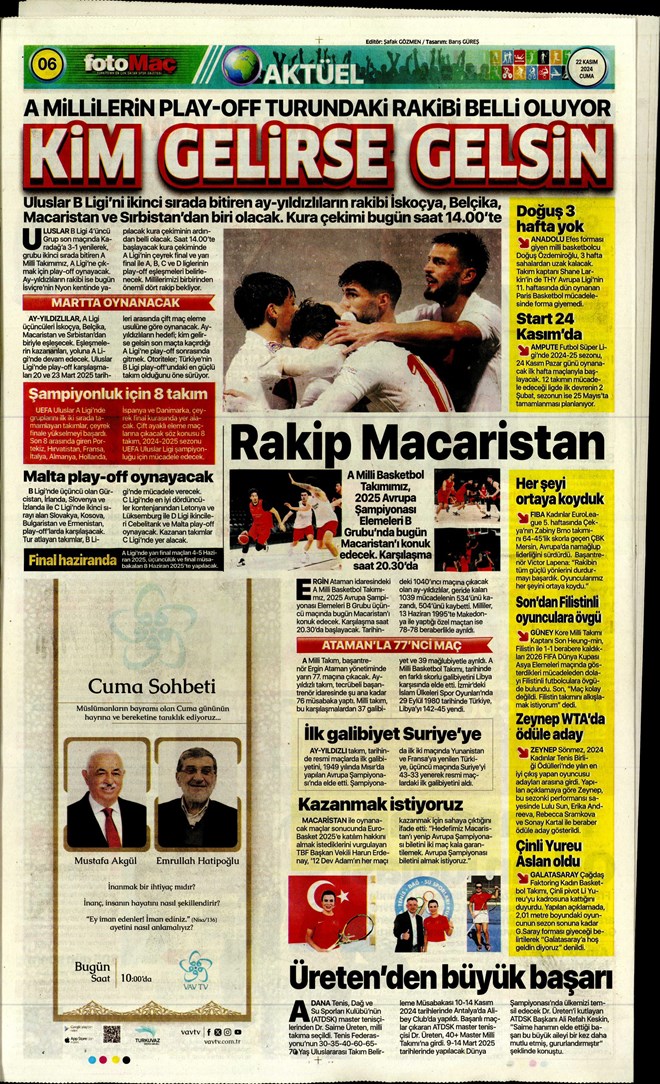 Günün spor manşetleri