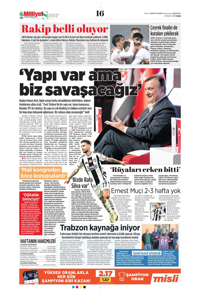 Günün spor manşetleri
