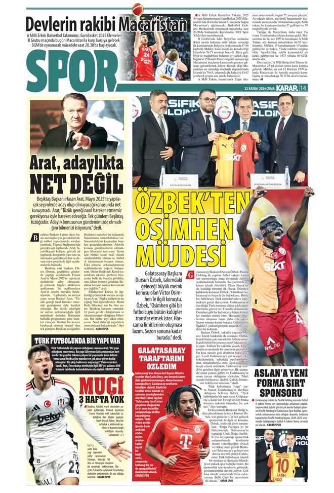 Günün spor manşetleri