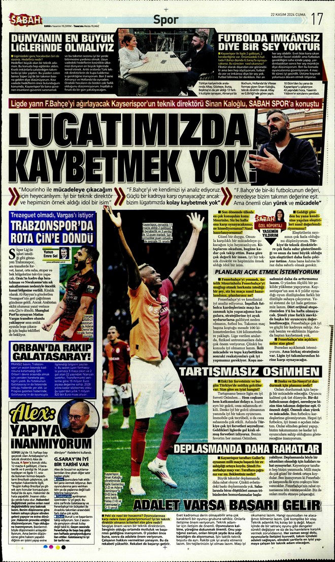 Günün spor manşetleri