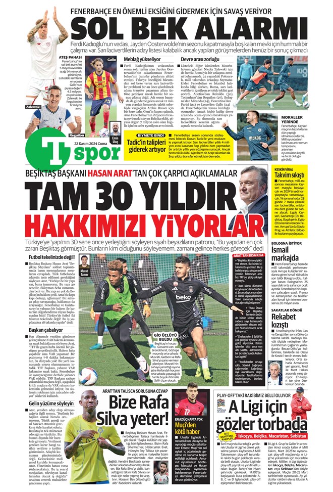 Günün spor manşetleri
