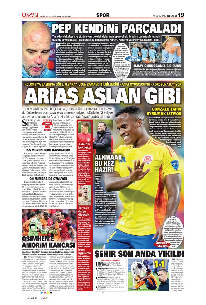 Günün spor manşetleri