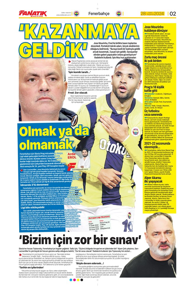 Günün spor manşetleri
