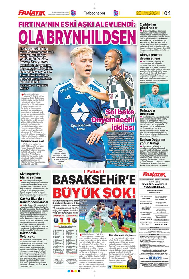 Günün spor manşetleri