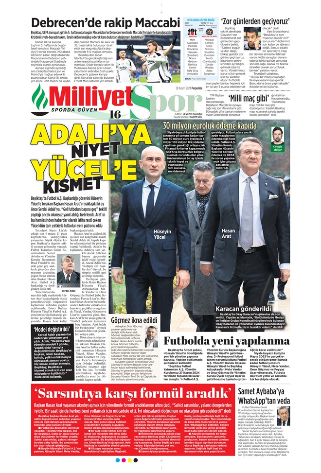 Günün spor manşetleri