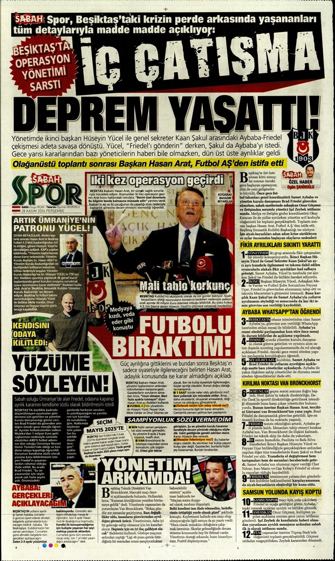 Günün spor manşetleri