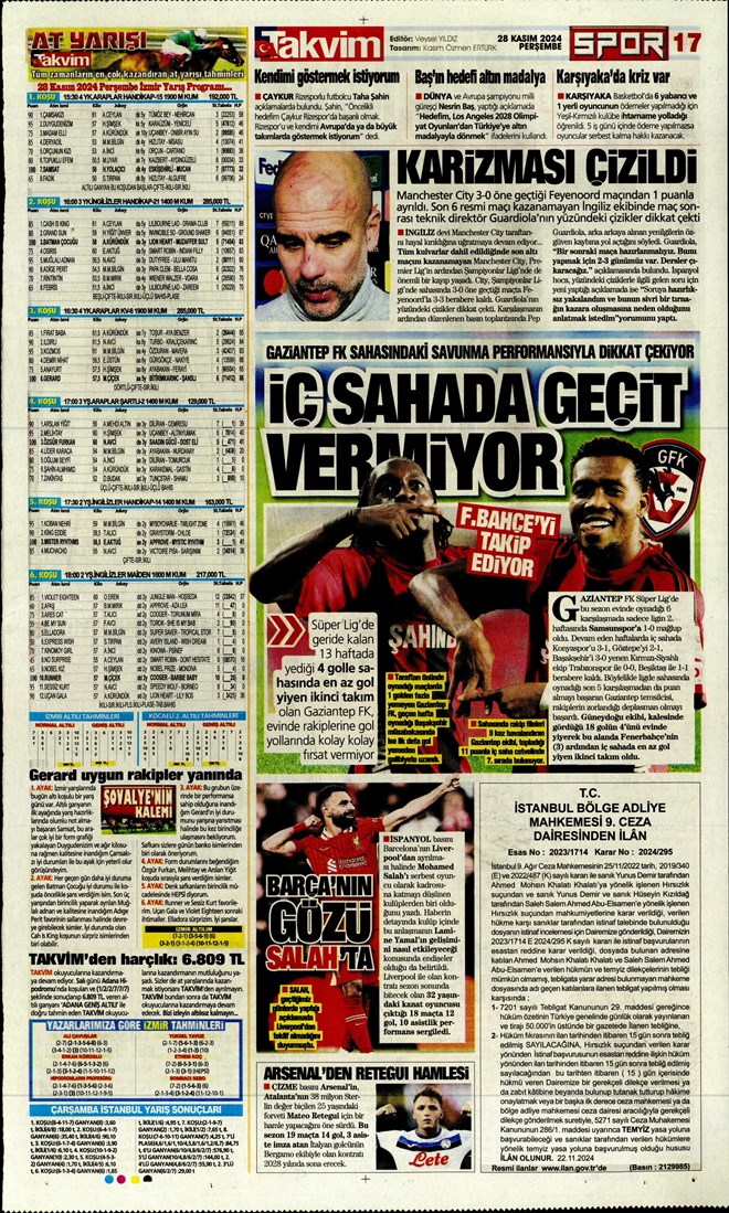 Günün spor manşetleri