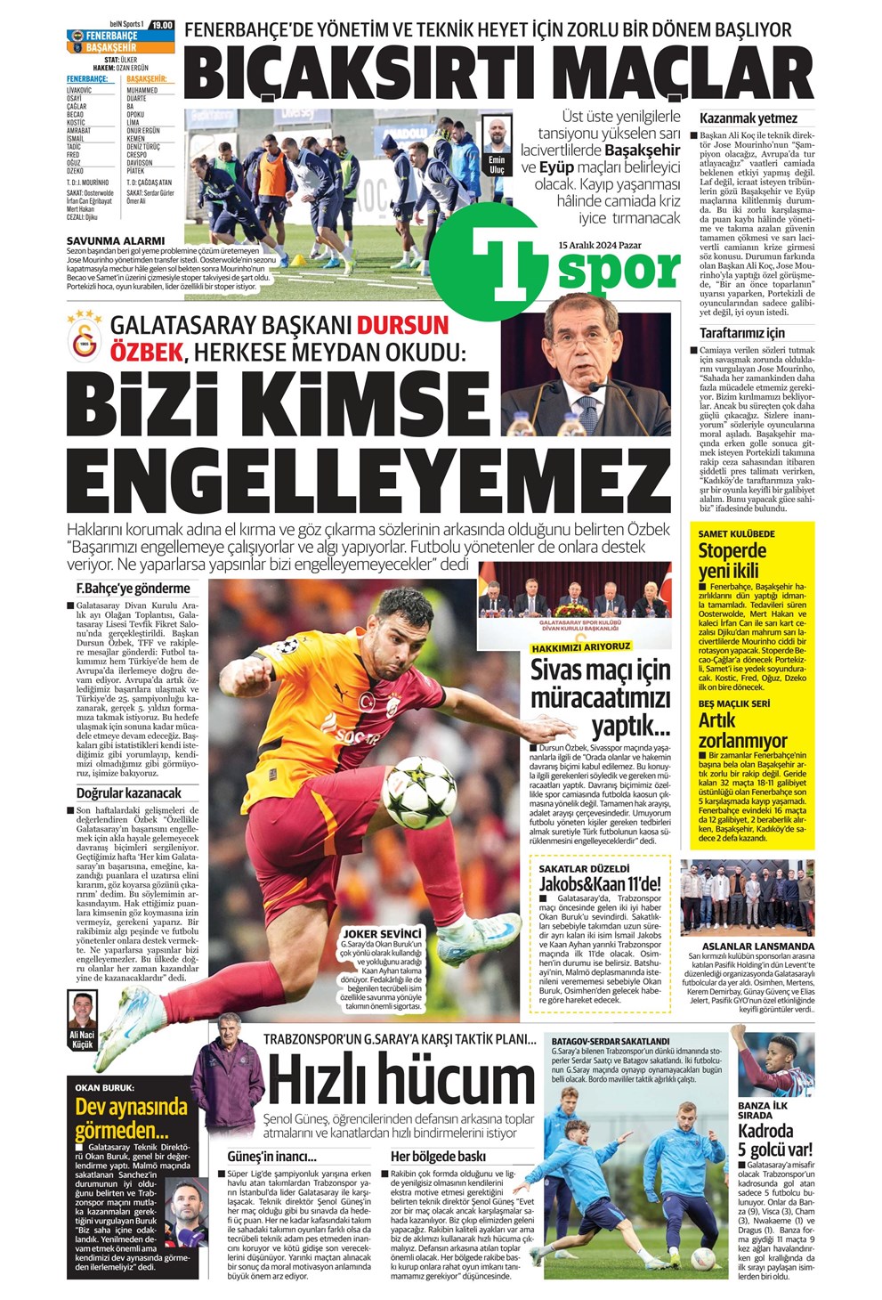 Günün spor manşetleri
