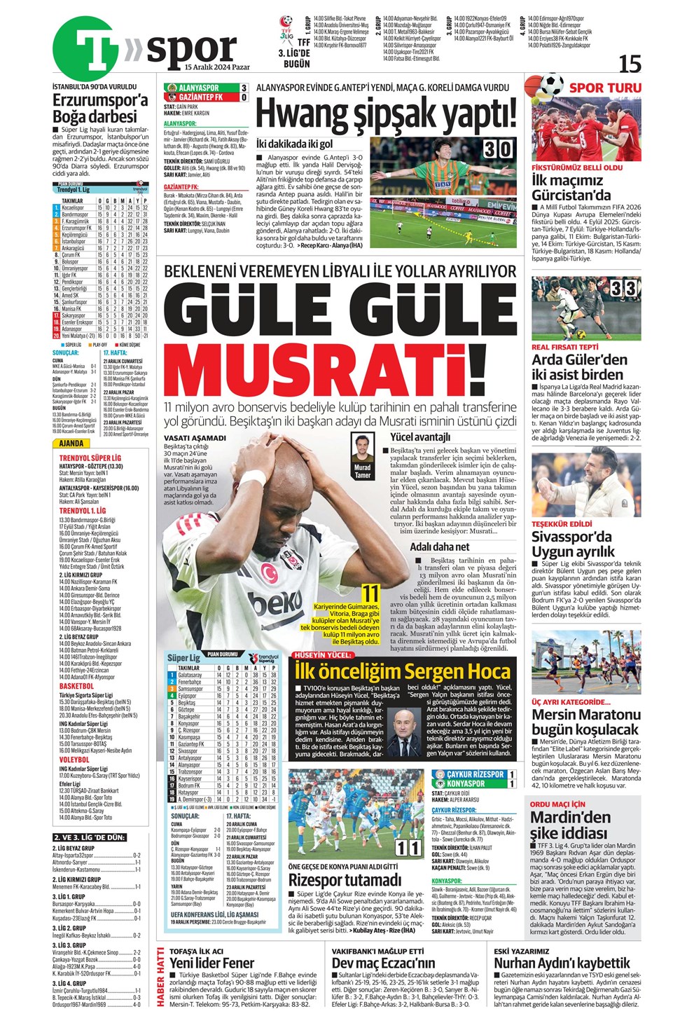 Günün spor manşetleri