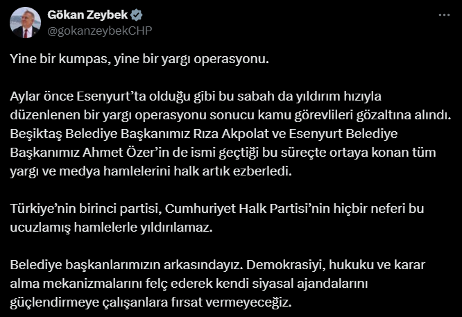 CHP Genel Başkan Yardımcısı Gökan Zeybek,