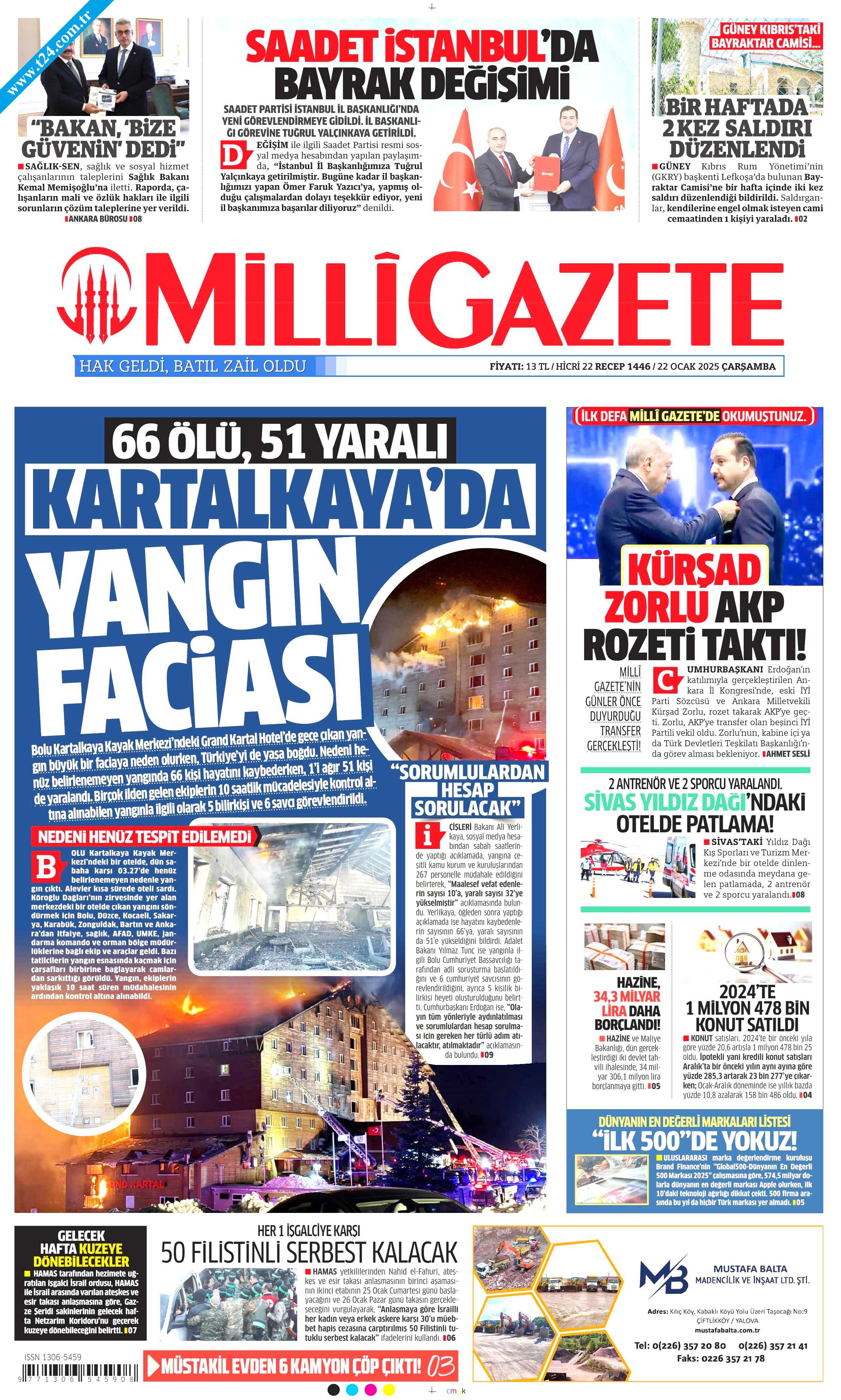 Bolu'daki yangın faciası gazetelere böyle yansıdı: Kartalkaya katliamı