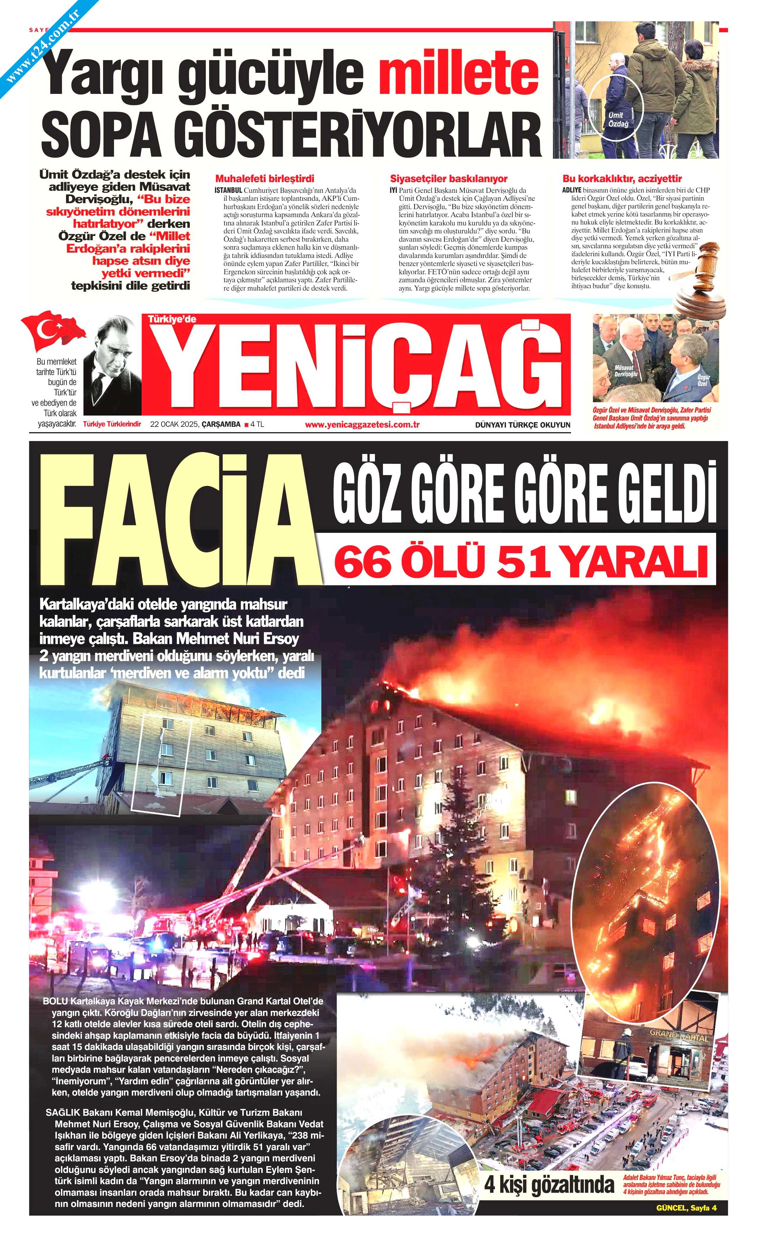Bolu'daki yangın faciası gazetelere böyle yansıdı: Kartalkaya katliamı