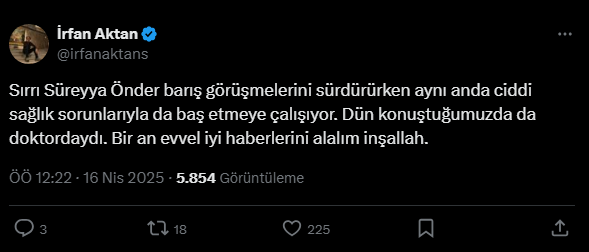 Sırrı Süreyya Önder, hastaneye kaldırıldı, siyasilerden ve gazetecilerden geçmiş olsun dilekleri