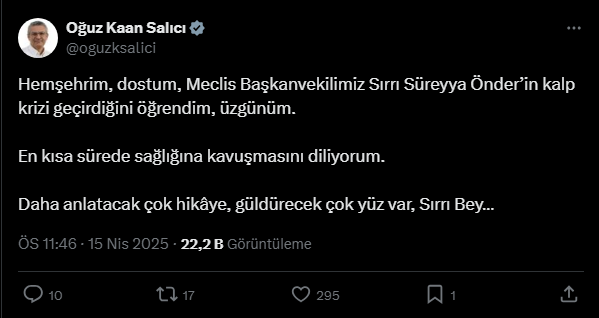 Sırrı Süreyya Önder, hastaneye kaldırıldı, siyasilerden ve gazetecilerden geçmiş olsun dilekleri