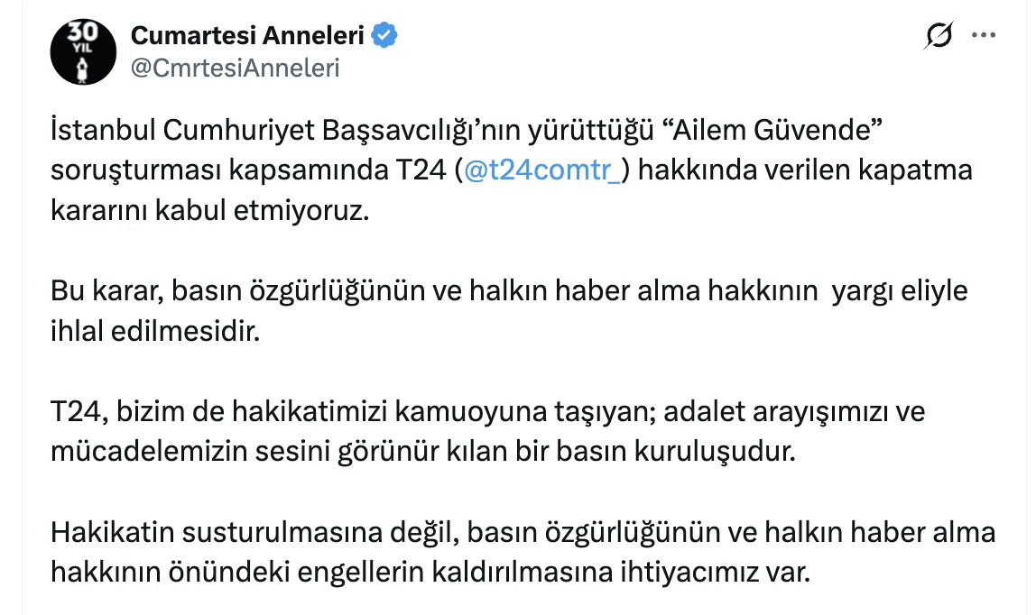 <p>Cumartesi Anneleri</p>